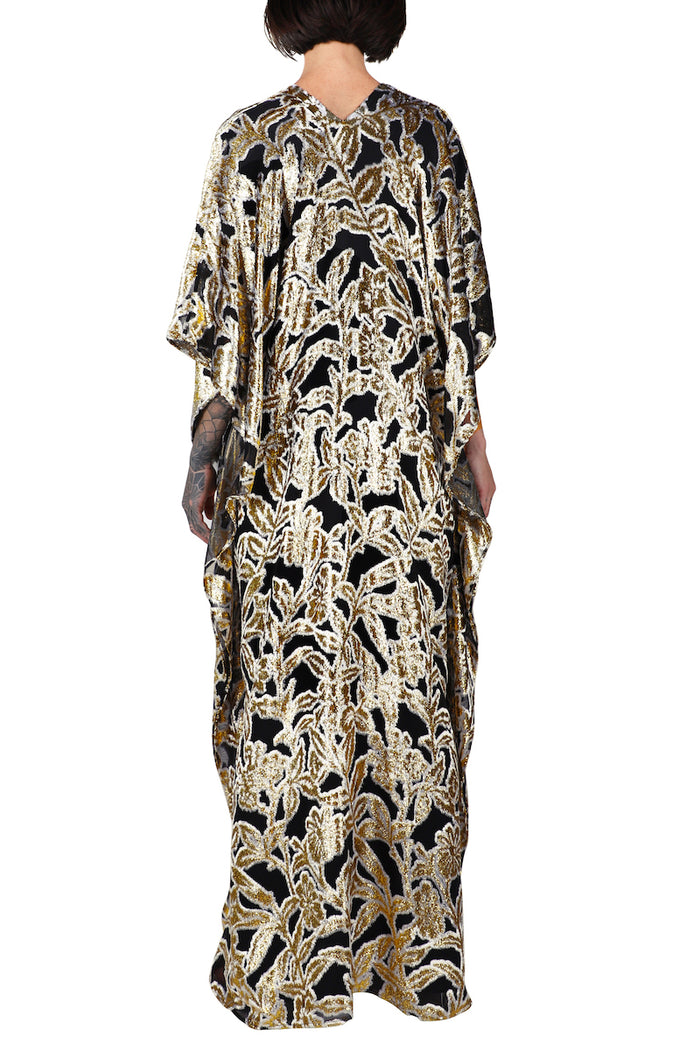 Metallic Long Flower Devore Boubou Caftan