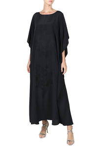 Rose Embroidered Crewneck Boubou Caftan