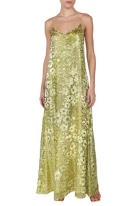 Chartreuse Gold Flower Cami Dress