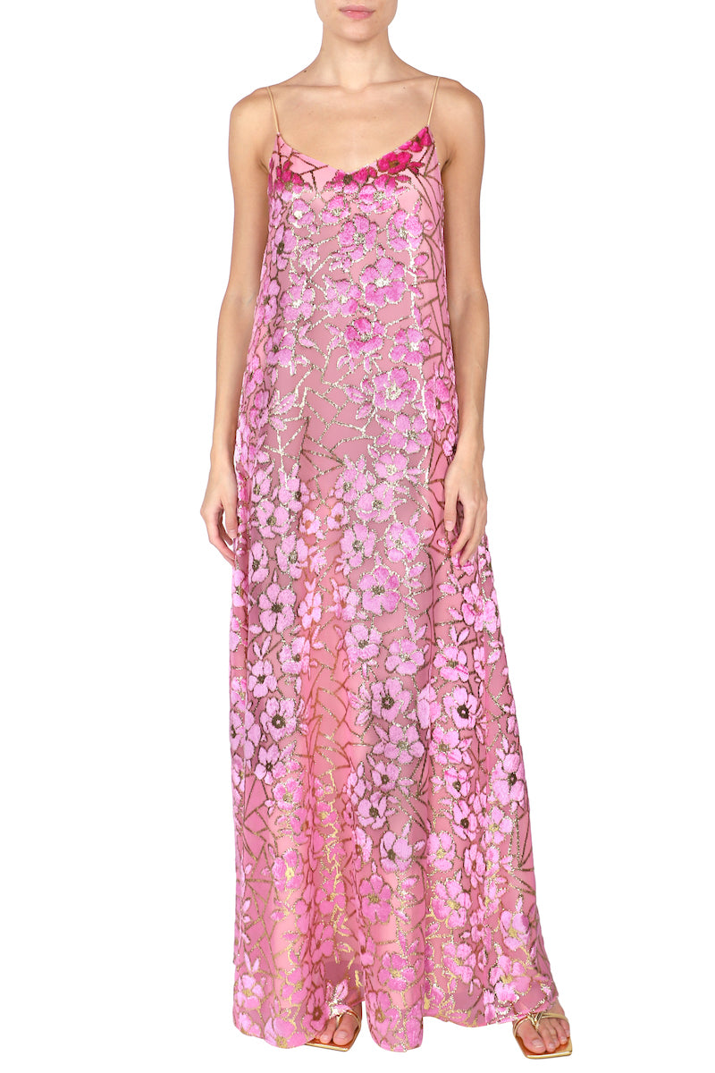 Metallic Rose Gold Flower Cami Dress