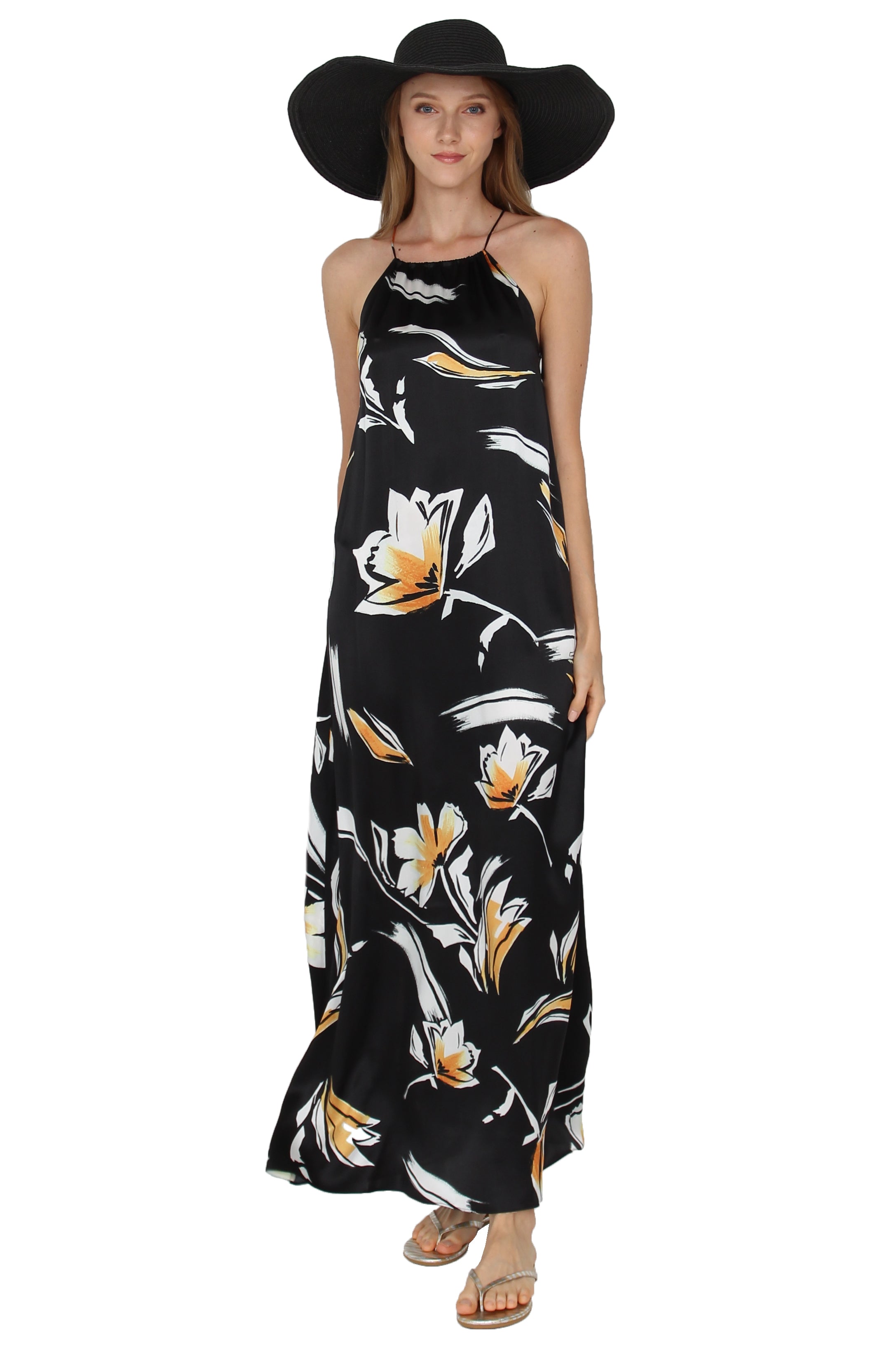 Printed Racer Back Long Dress