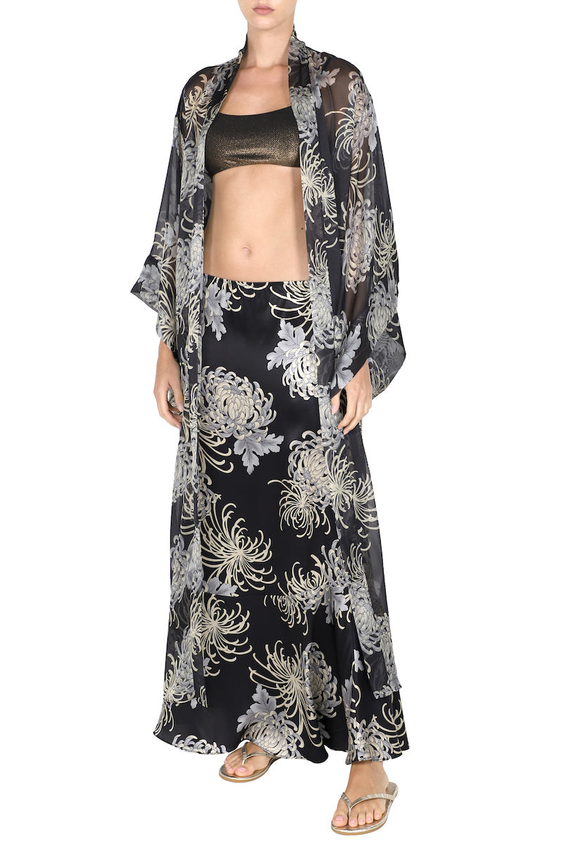 Printed Silk Chiffon Kimono