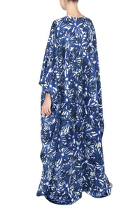 Daisy Print Tasseled Silk Satin Boubou Caftan