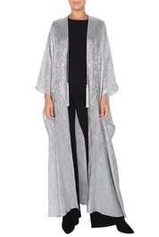 Metallic Silk Cover Up with Tassels
