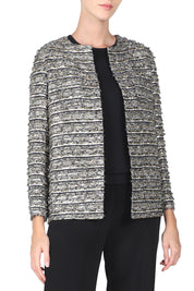 Black White Gold Metallic Tweed Jacket