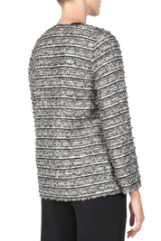 Black White Gold Metallic Tweed Jacket