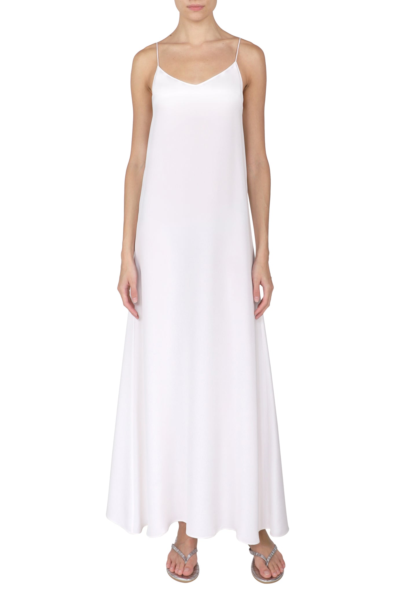 Silk Crepe de Chine Cami Dress 0 / White Silk Crepe de Chine Cami Dress 0 / White