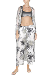 Printed Satin Cropped Pants