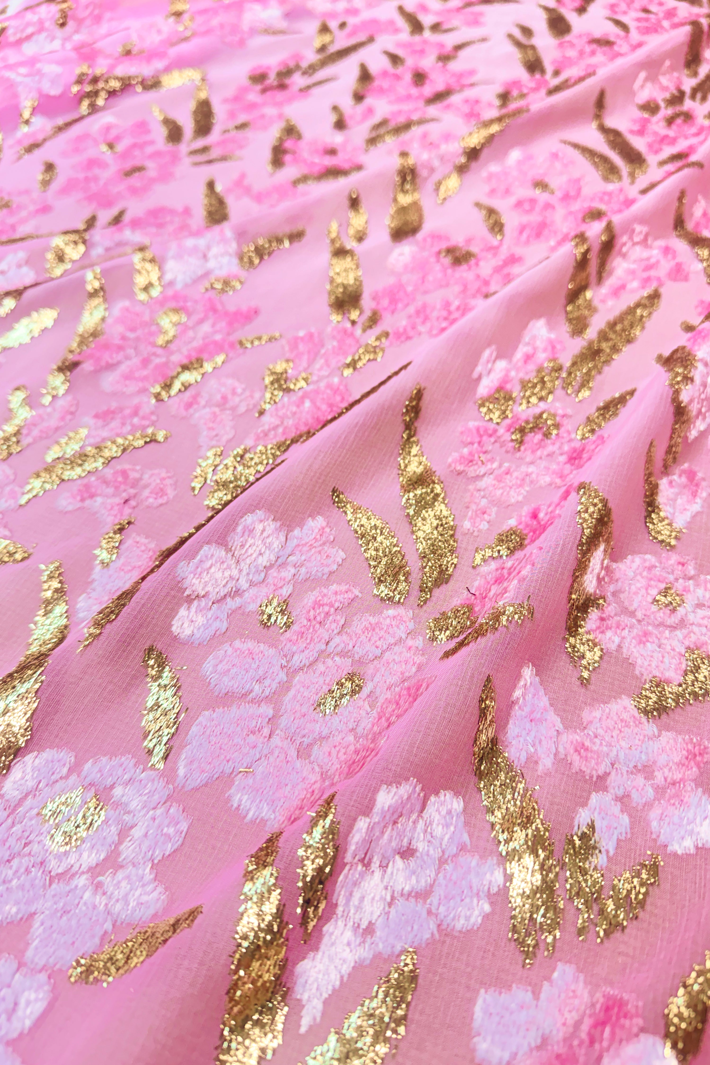 Flower Velours Devore Rose Boubou Caftan