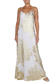 Metallic Big Flower Racer Back Dress