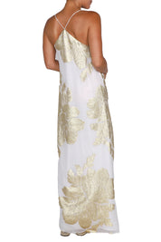 Metallic Big Flower Racer Back Dress