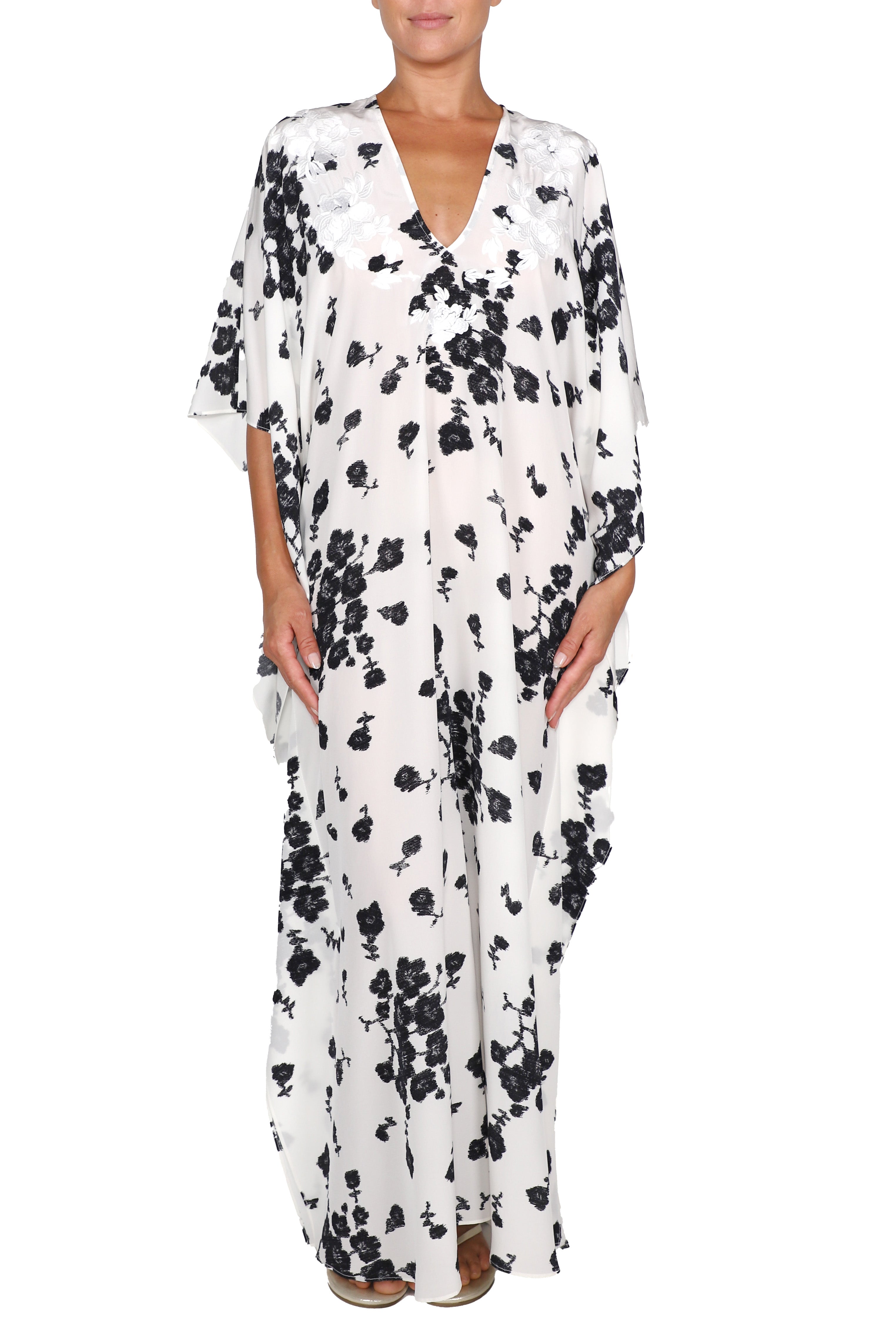 Embroidered Rose Silk Boubou Caftan