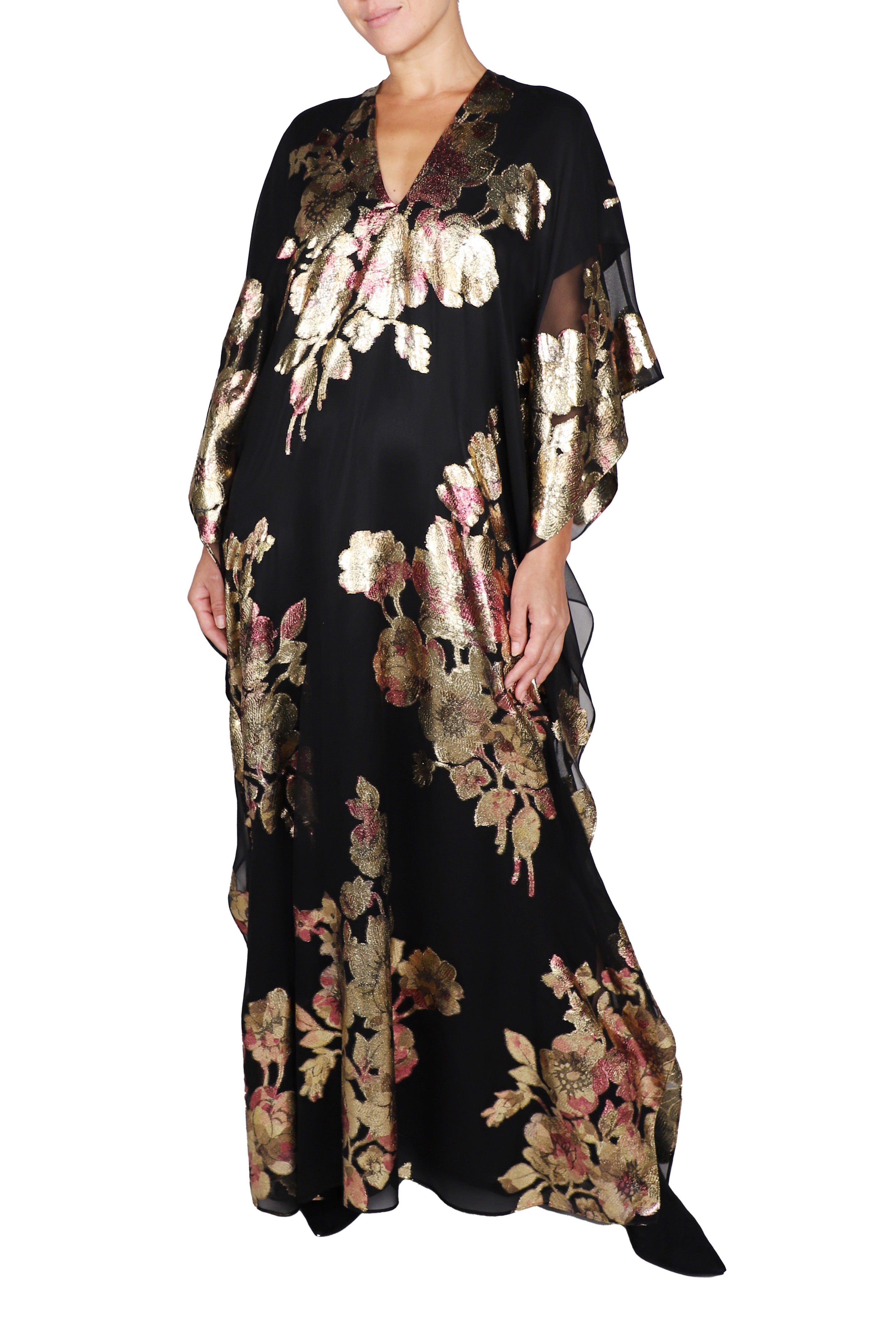 Rose Metallic Overprint Boubou Caftan