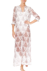 Embroidered Long Silk Caftan
