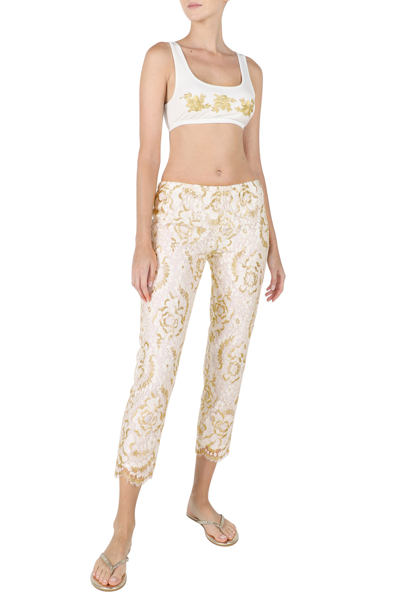 Metallic Lace Pants