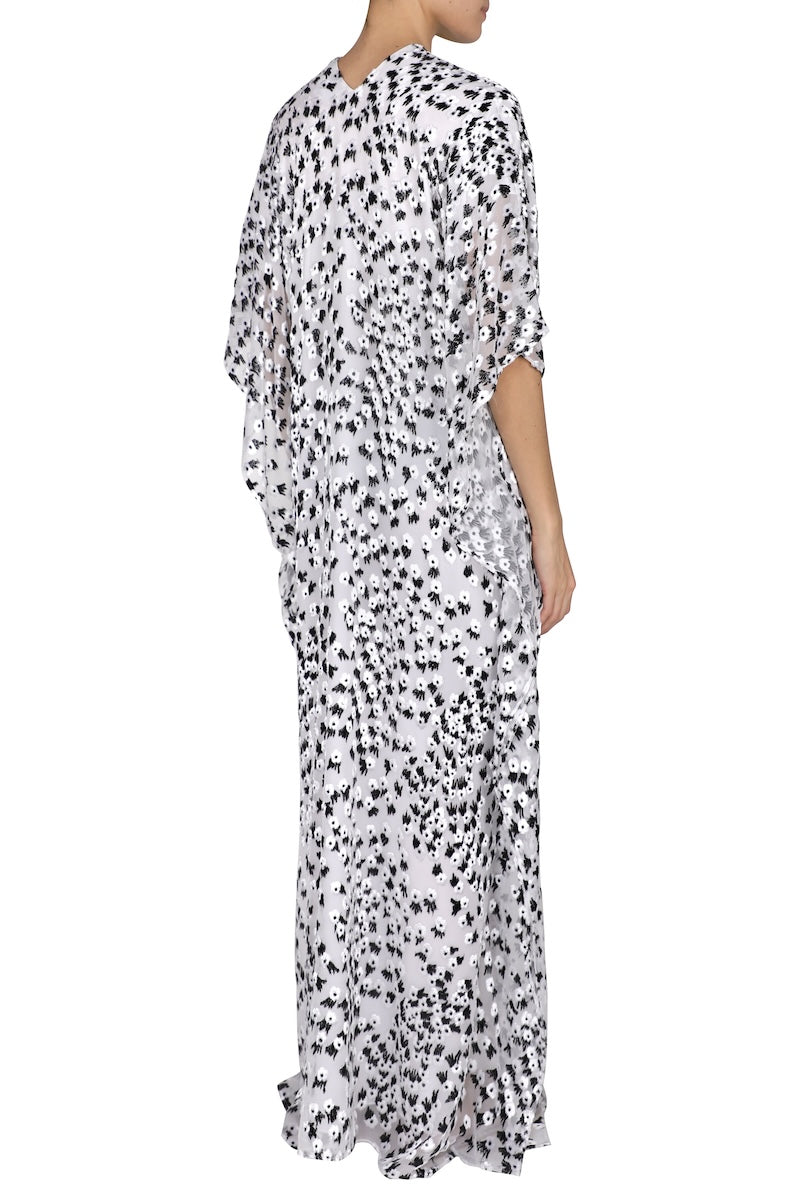 Metallic Little Flower Velour Devore Boubou Caftan