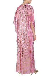 Flower Velours Devore Rose Boubou Caftan