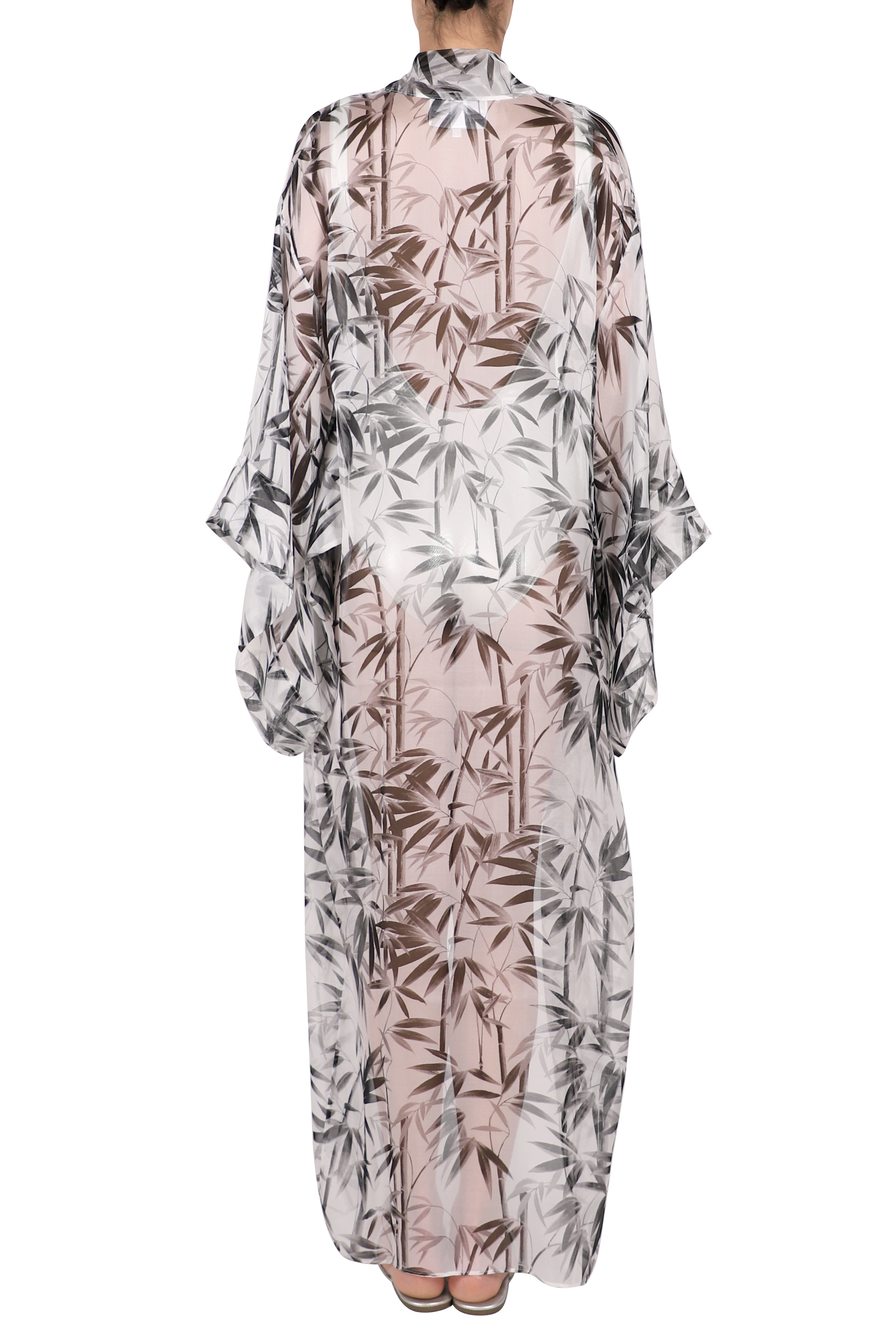 Bamboo Printed Silk Chiffon Kimono Marie France Van Damme Bamboo Printed Silk Chiffon Kimono Marie France Van Damme