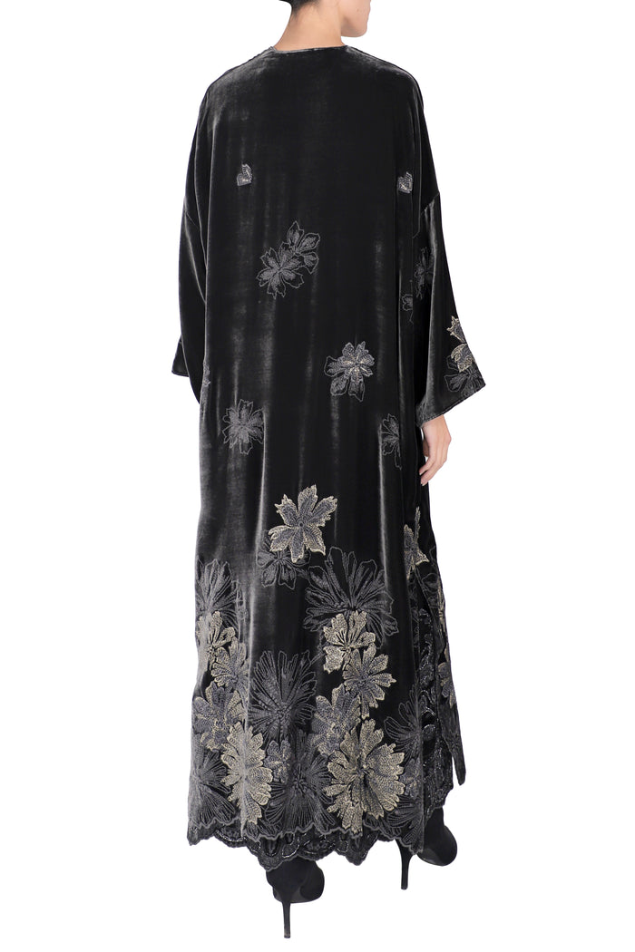 Embroidered Velour Coat