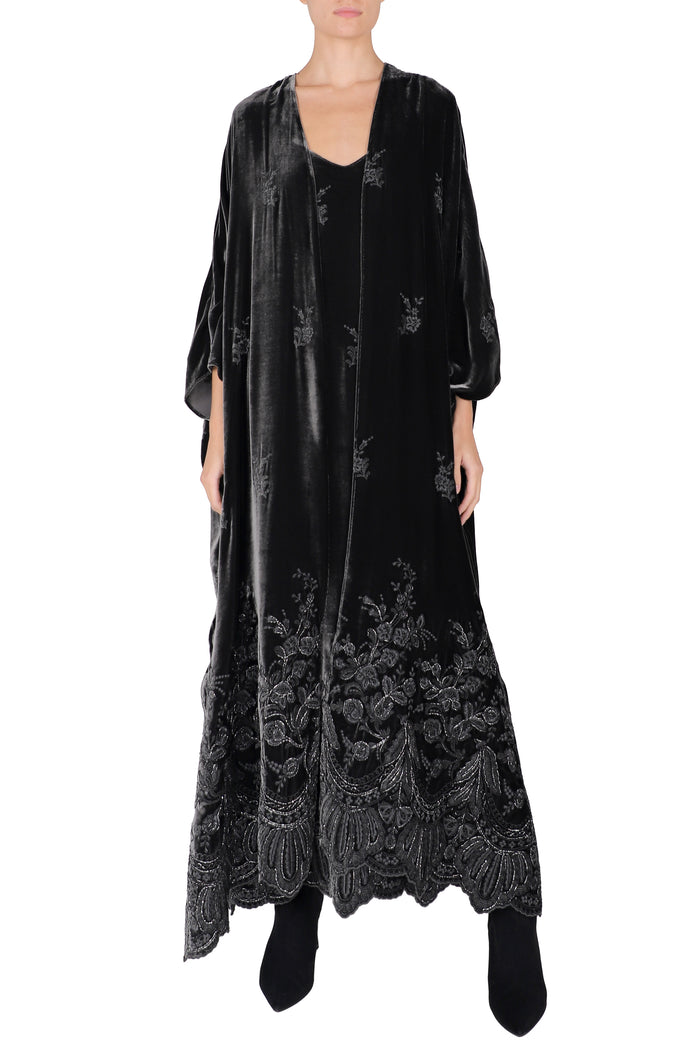 Embroidered Velvet Cover Up