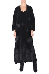 Embroidered Velour Coat