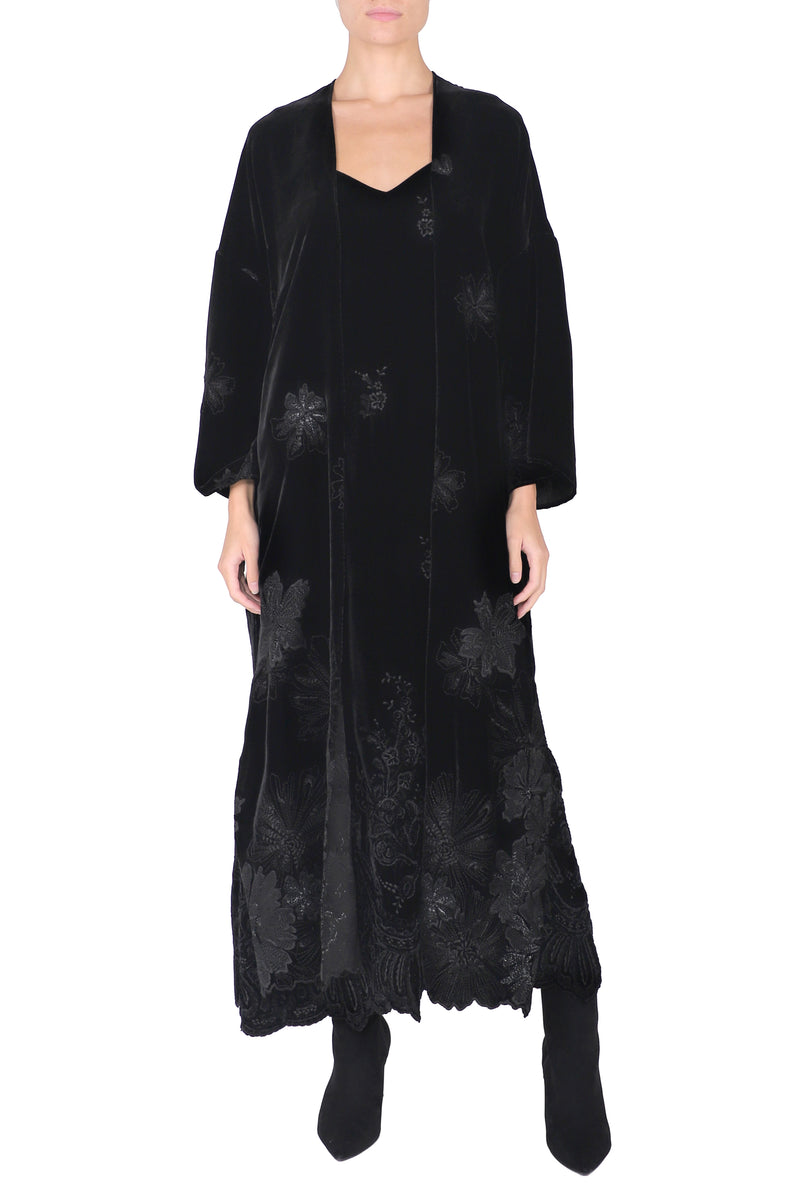 Embroidered Velour Coat