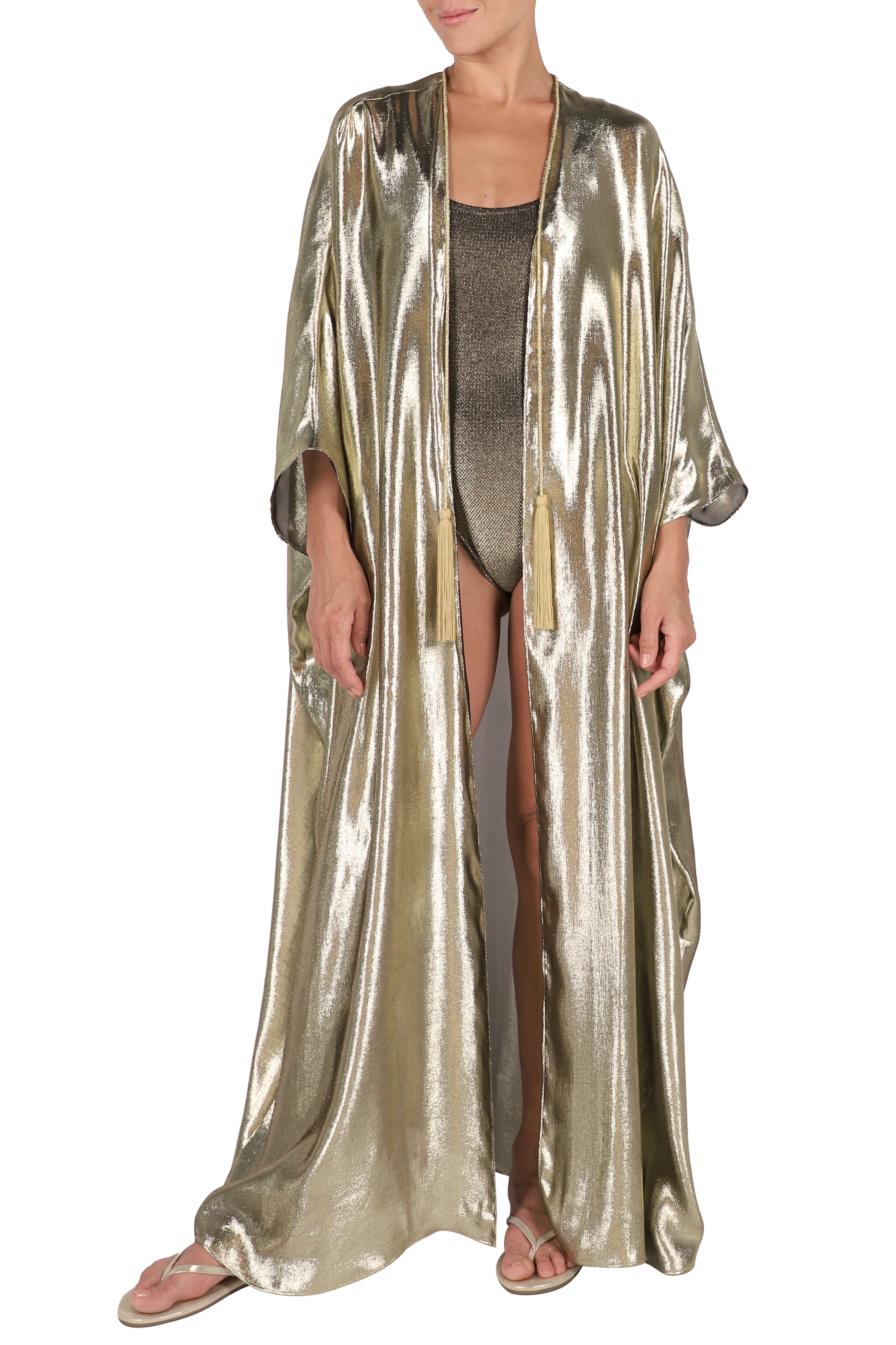 Metallic Cover up with Handmade Tassels