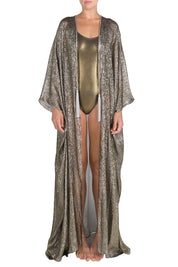 Metallic Silk Cover Up with Tassels