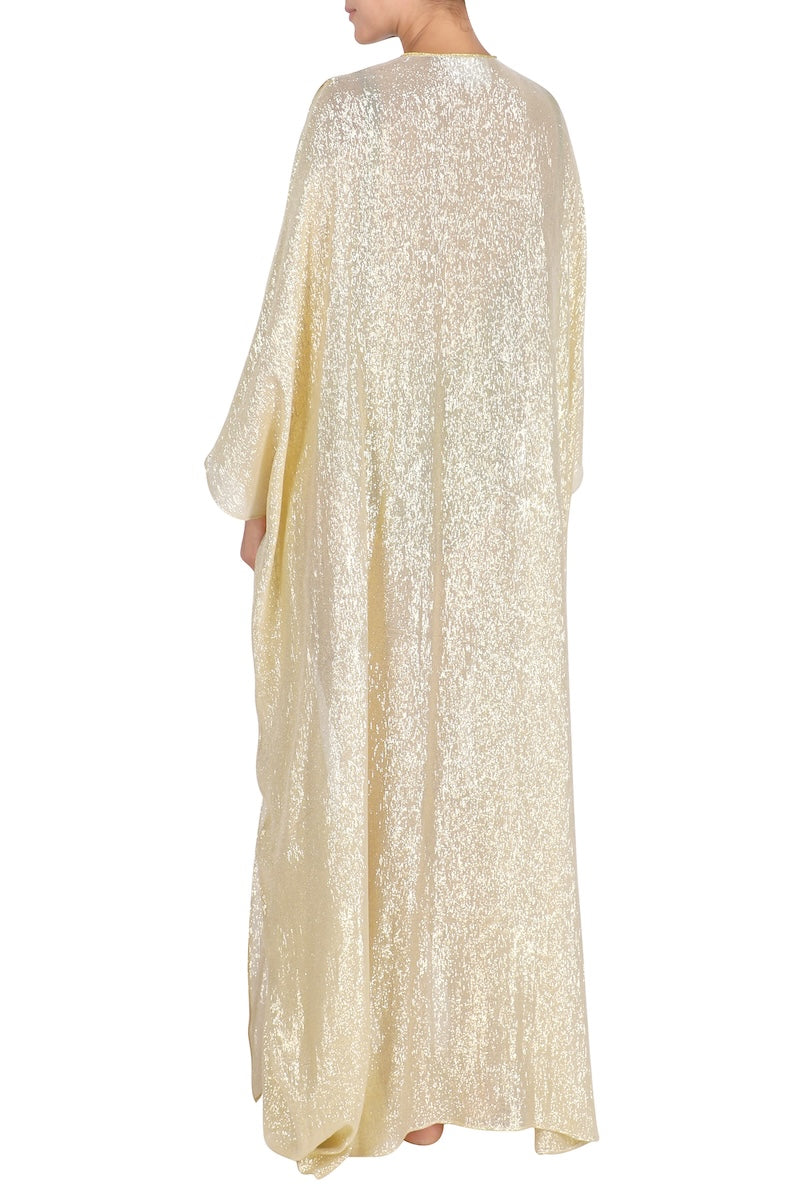 Metallic Silk Cover Up with Tassels Marie France Van Damme Metallic Silk Cover Up with Tassels Marie France Van Damme