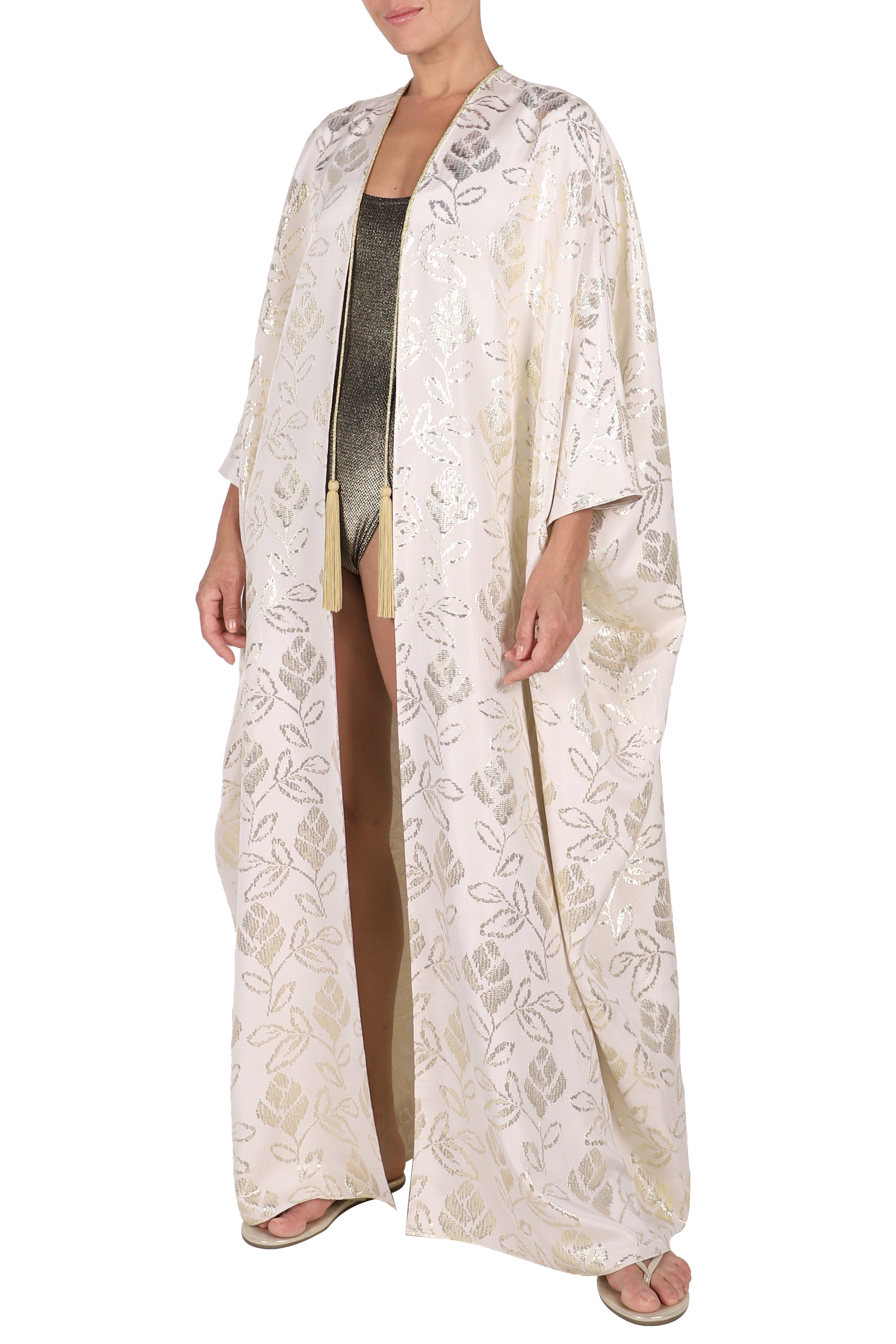 Reversible Metallic Cover Up with Handmade Tassels