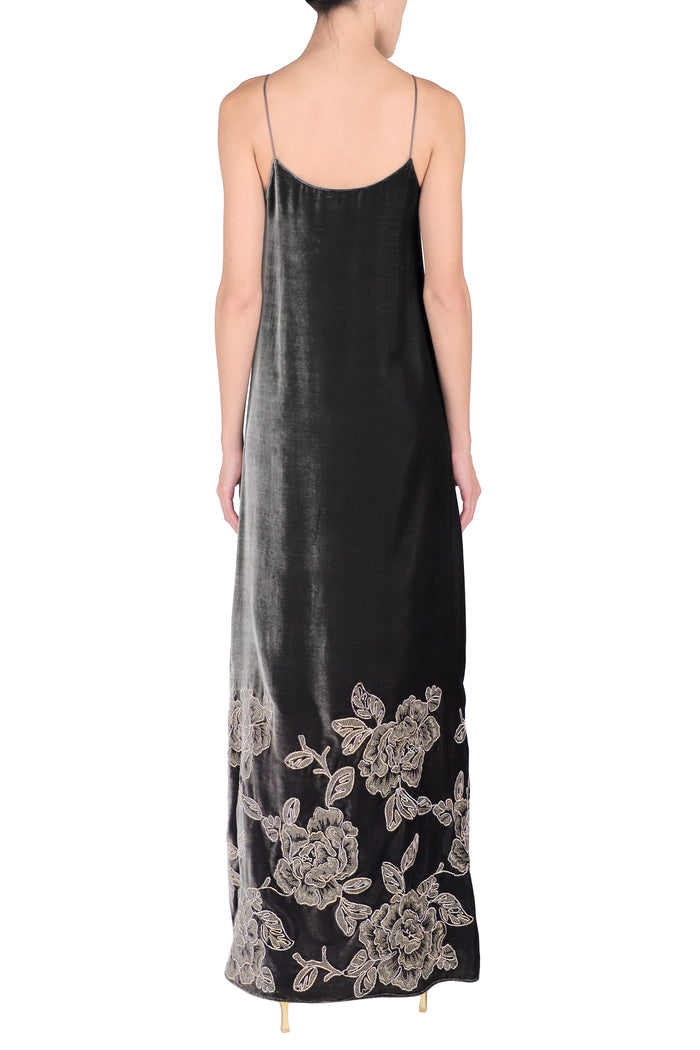 Embroidered Velour Cami Dress look