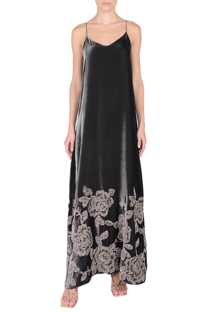Embroidered Velour Cami Dress look