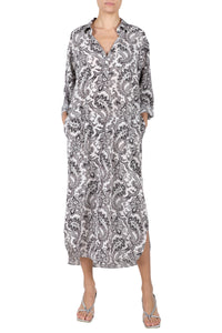 Printed Silk Satin Polo Dress
