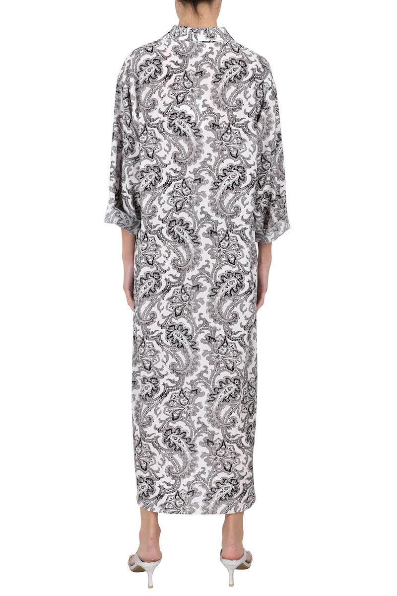 Printed Silk Satin Polo Dress