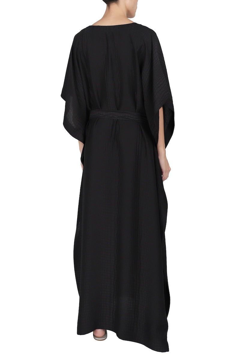 Silk Croco Boubou Caftan with Belt