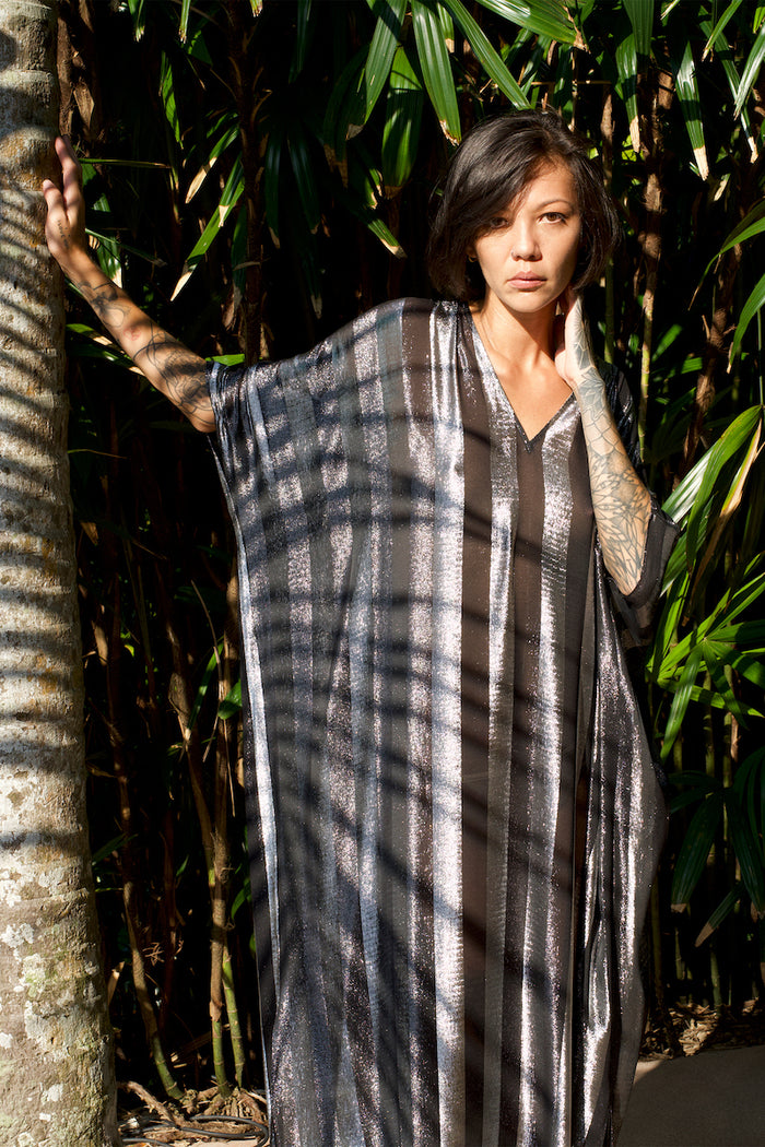 Metallic Stripe Boubou Caftan