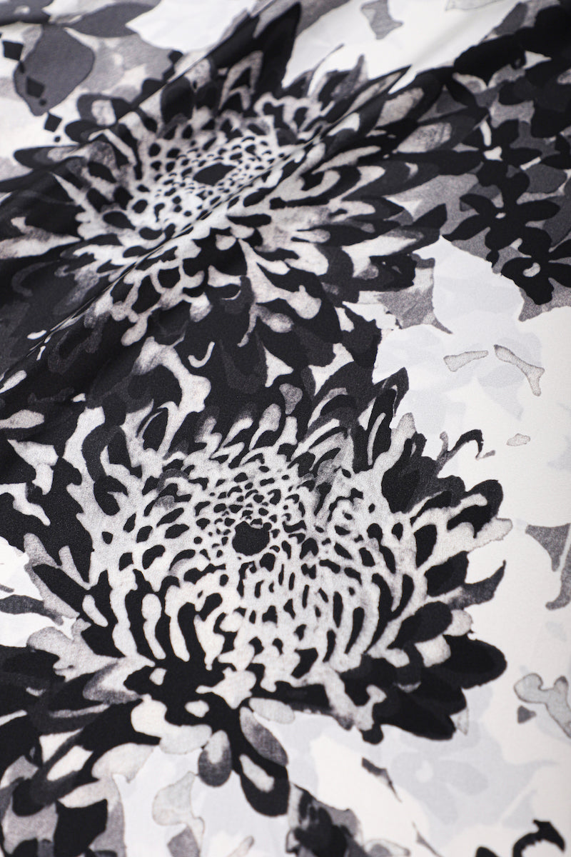Silk Printed Peony Long Dress
