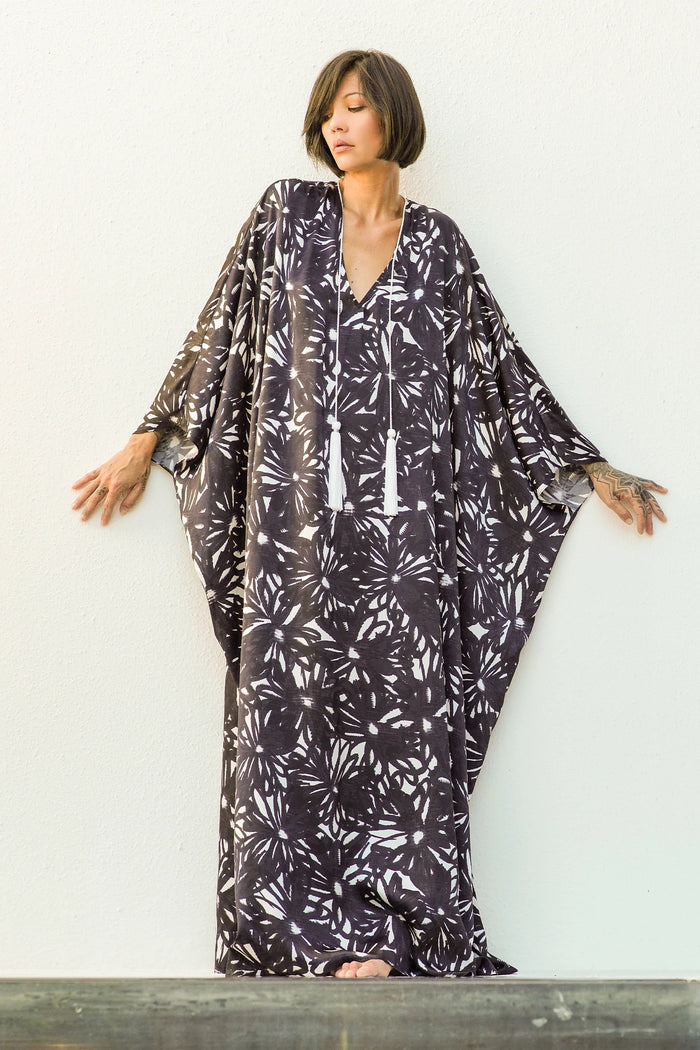 Printed Satin Tassel Boubou Caftan