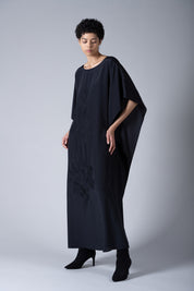 Rose Embroidered Crewneck Boubou Caftan