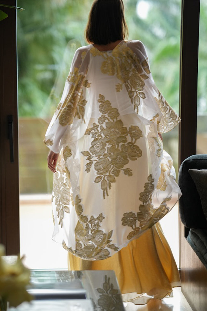 Metallic Silk Flower Babani Cover Up