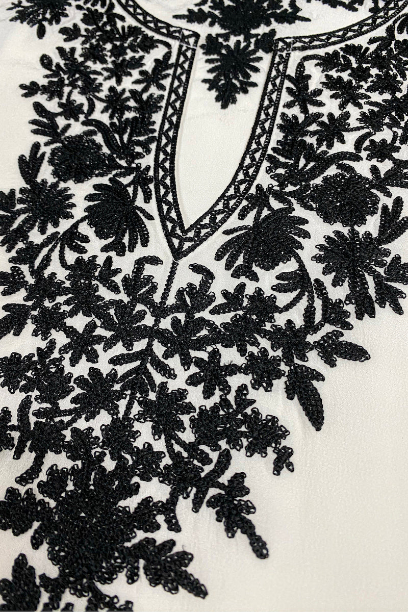 Silk Crepe de Chine Embroidered Boubou Caftan