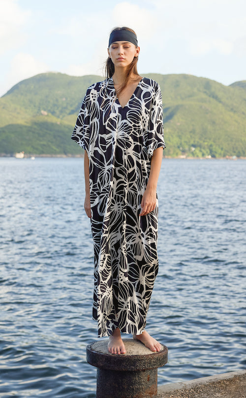 Silk Satin Hibiscus Boubou Caftan