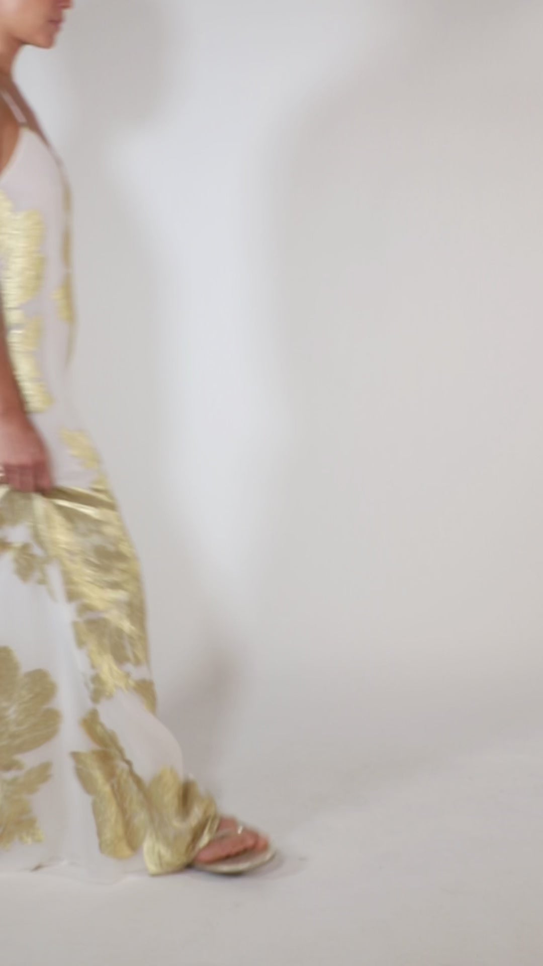 Metallic Big Flower Racer Back Dress