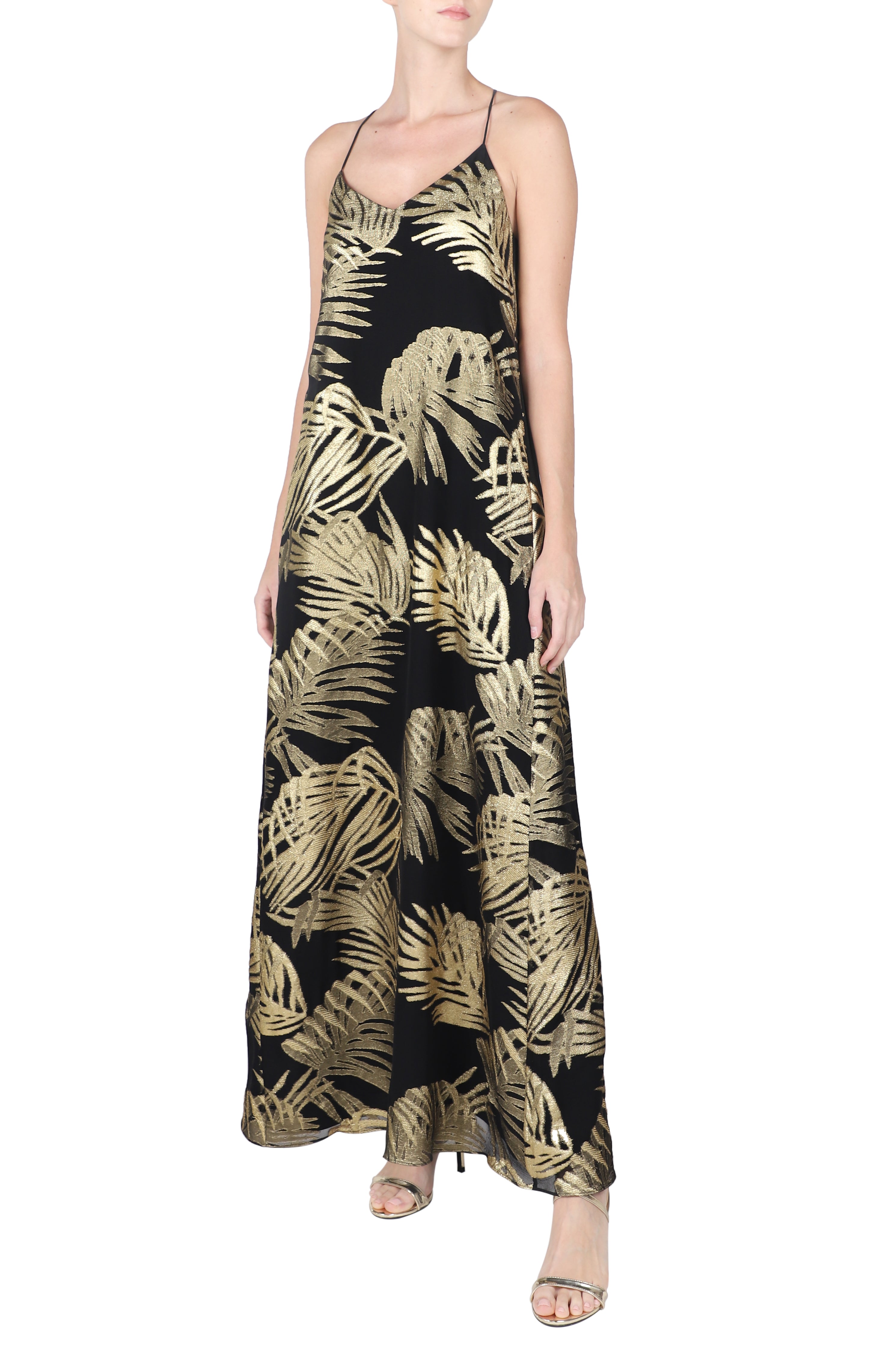 Metallic Palm Racer Back Dress