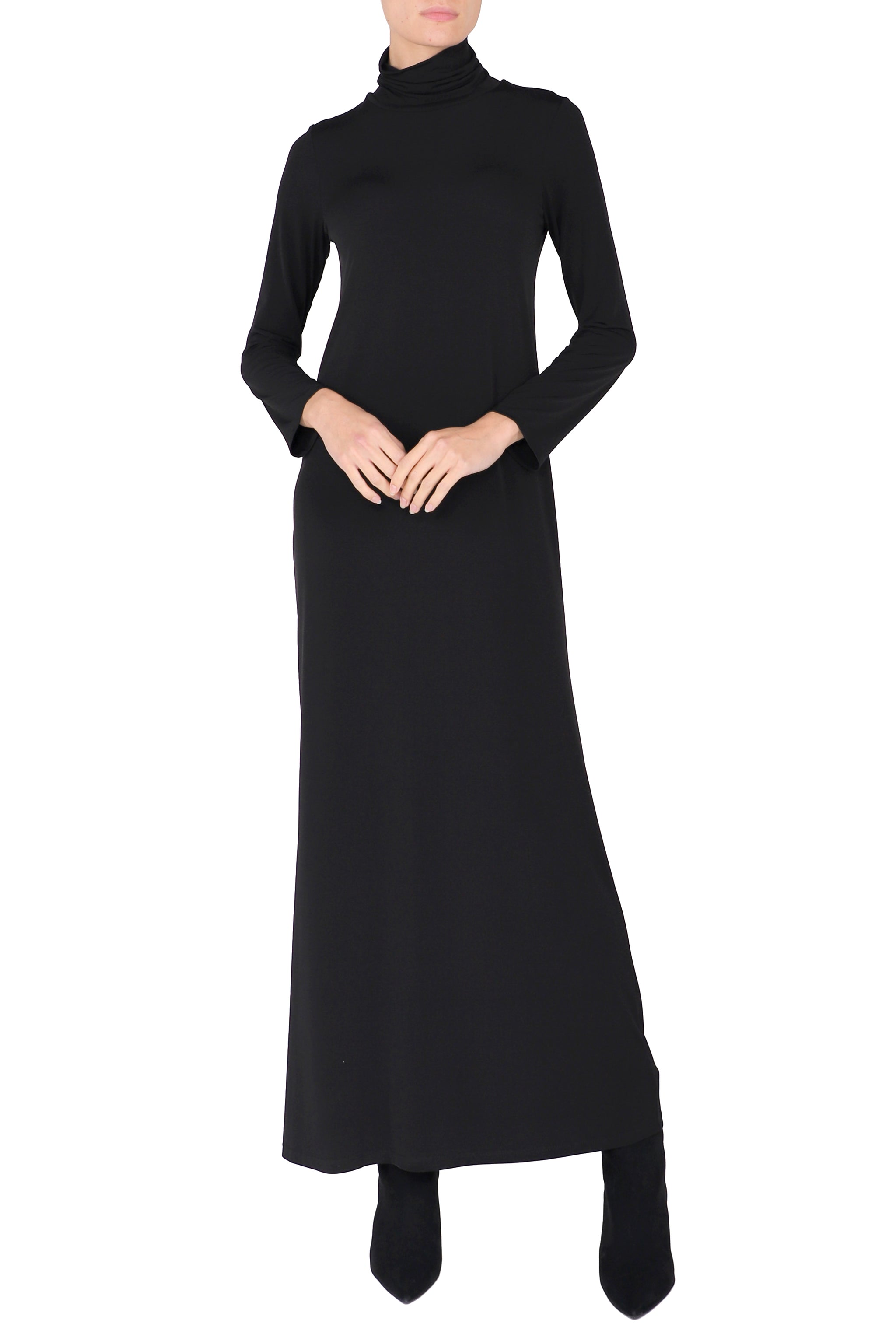 Marie France Van Damme Turtleneck Jersey Dress 0 Black