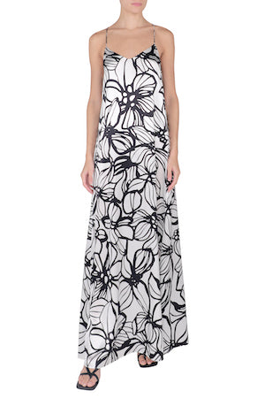 Printed Silk Satin Sun Dress
