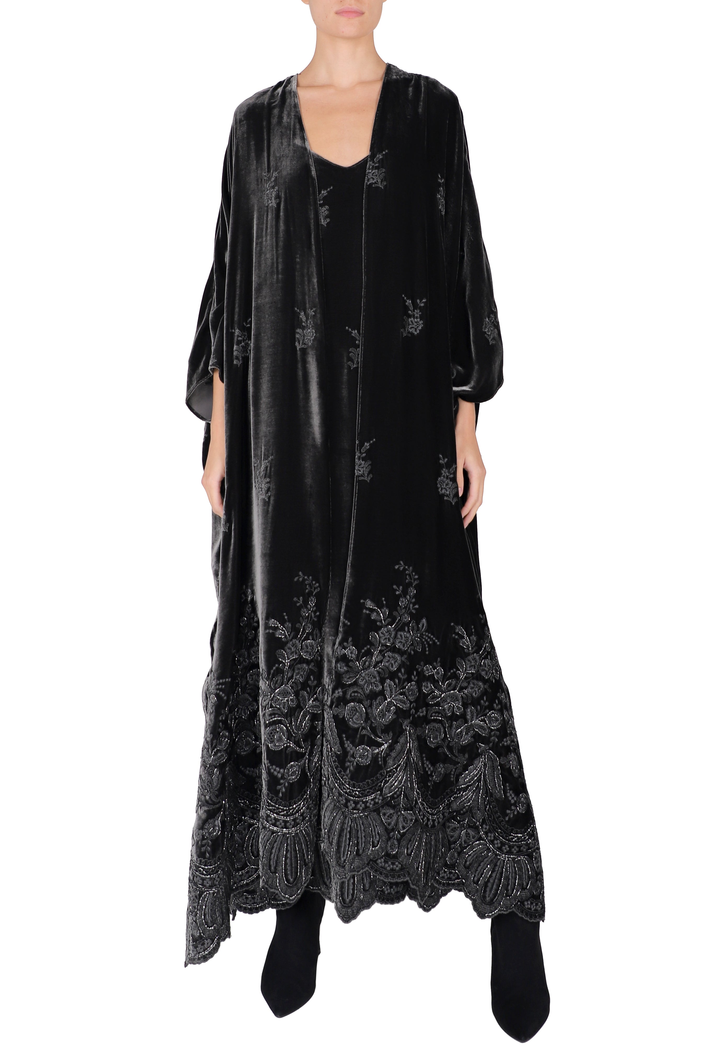 Embroidered Velour Cover Up