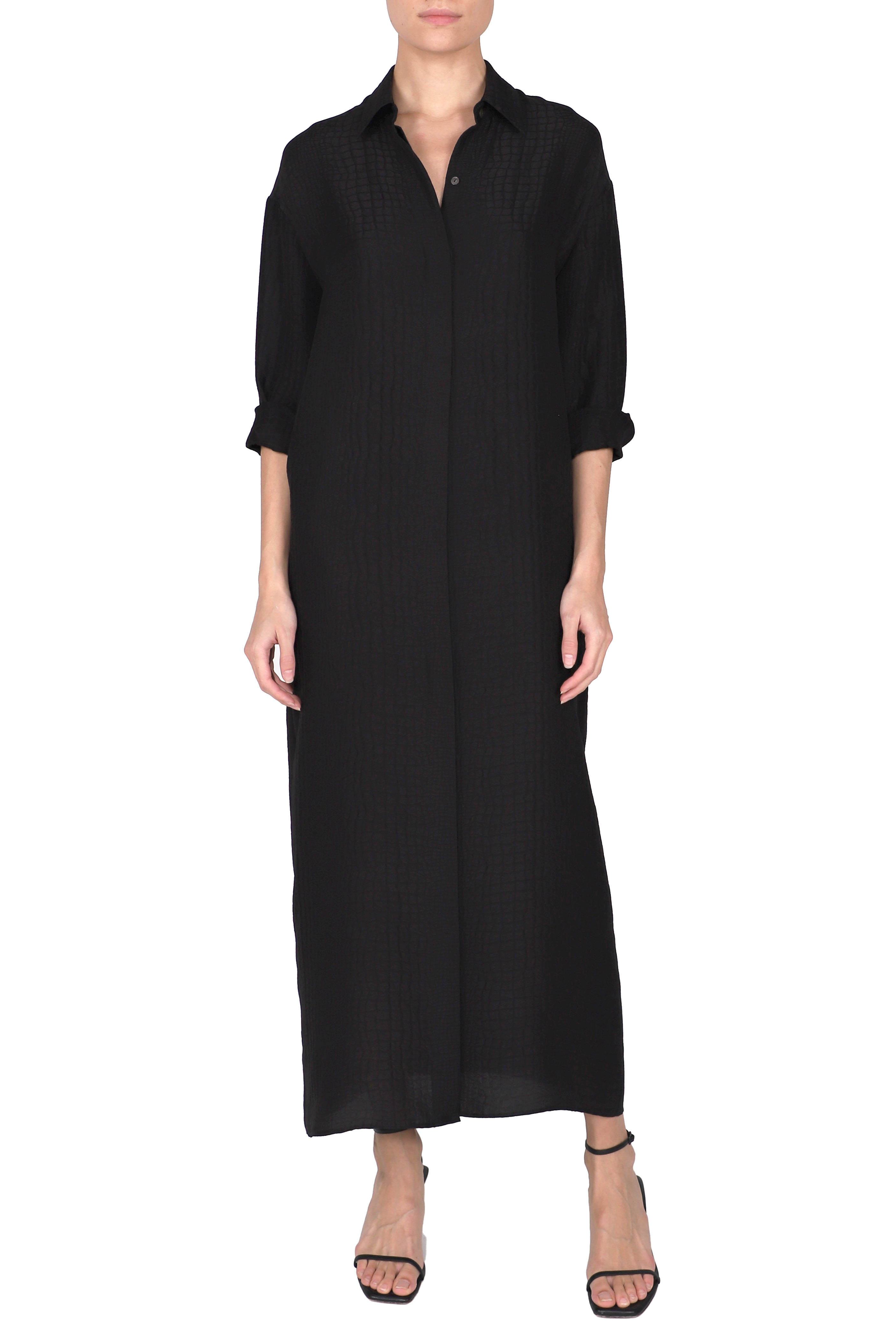Button Down Silk Croco Dress