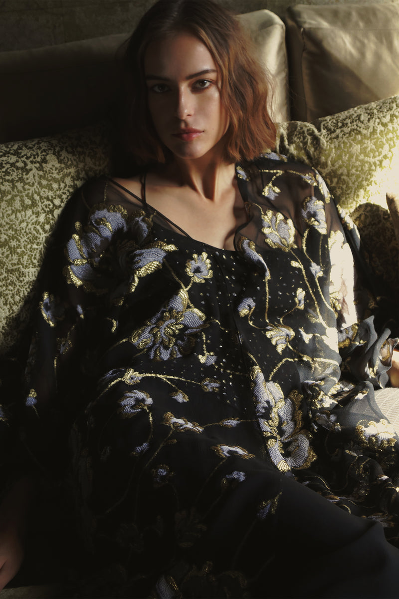 Metallic Floral Cover Up