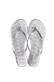 Metallic Monogram Flip Flops